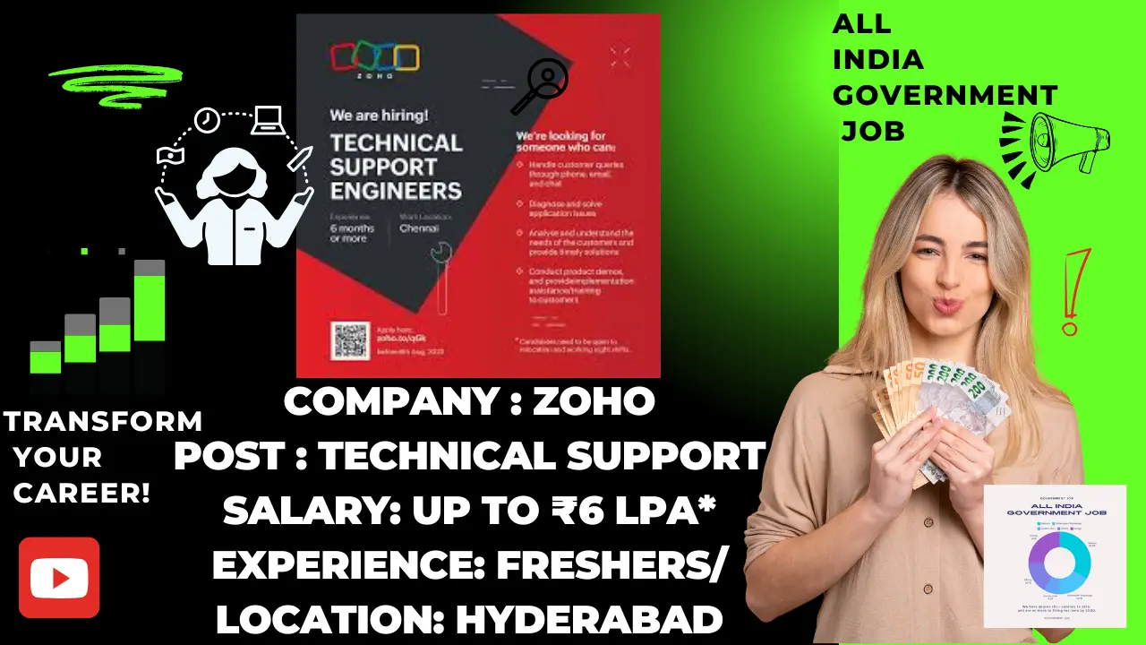 Zoho Recruitment Drive 2025 Post Name: Technical Support Engineer Salary: up to ₹6 LPA*